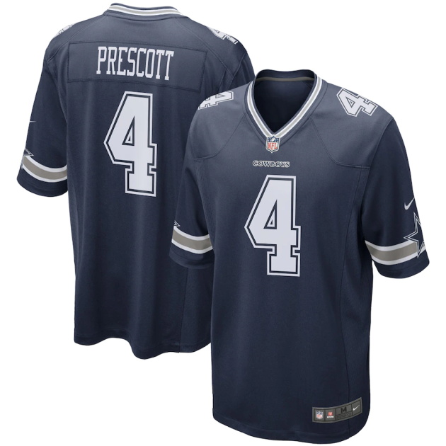 mens nike dak prescott navy dallas cowboys game team jersey